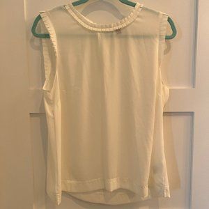 J. Crew White Sleeveless Blouse with Ruffle Details